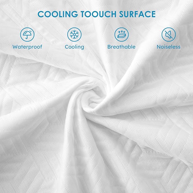 Cozymaker Cooling TwinXL Size 100% Waterproof Mattress Protector | Fitted 8"-21" Deep Pocket, Noiseless 3D Air Fabric, Soft Breathable Smooth Bed Cover Washable