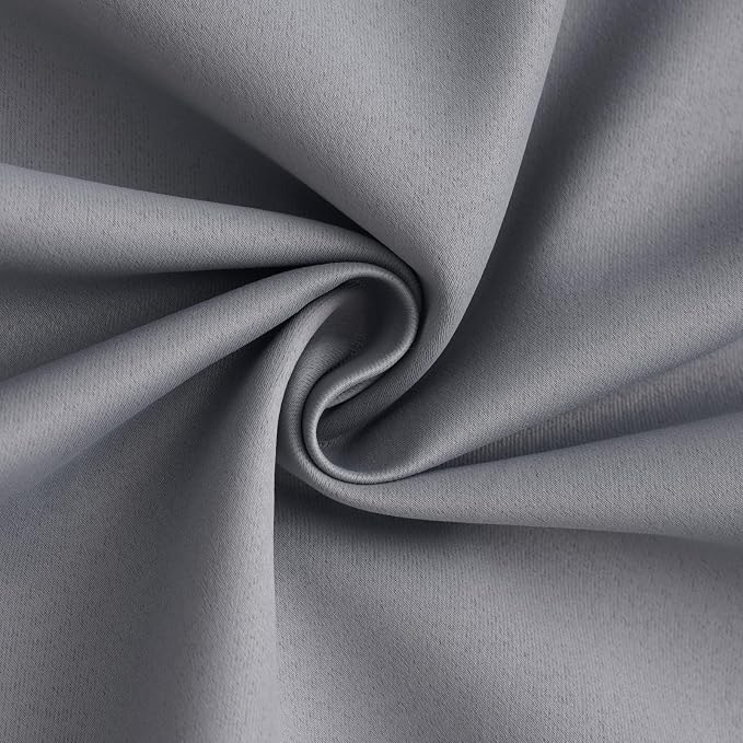 Yakamok Grey 100% Blackout Curtain Panels 72 inches, 50" Wide, 2 Panels | Blackout Curtain Panels for Bedroom, 2 Thick Layers Grommet Top Thermal Insulated Drapes with White Back for Living Room