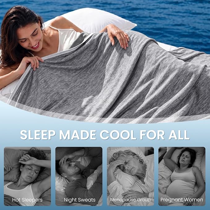 Topcee Cooling Blanket Queen Size 90"x90" for Hot Sleepers Summer Blanket | Absorbs Heat Cold Summer Blanket for Night Sweats & Menopause Q-Max>0.5 Lightweight Breathable Soft Double-Side Cooling