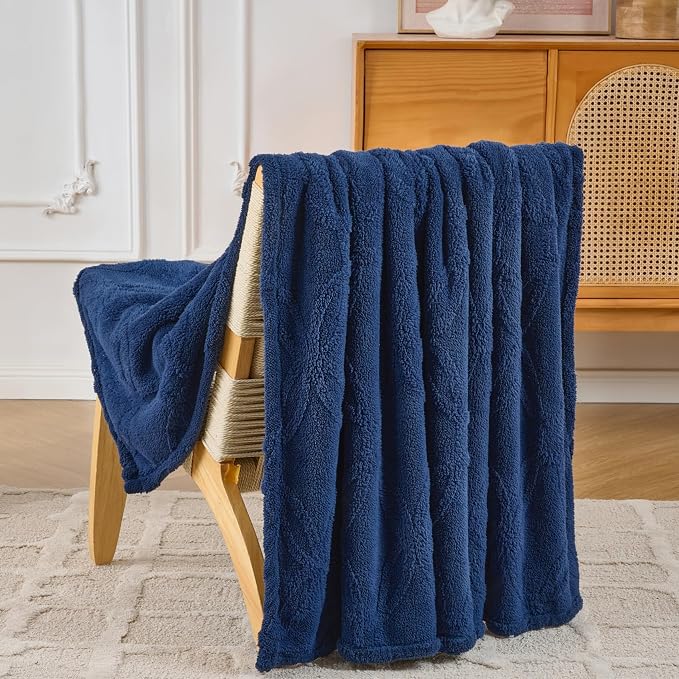 Navy Throw Blanket - Soft & Fluffy Fleece, Cute & Aesthetic, Perfect for Sofa, Couch, Chair, Bed, Living Room & Bedroom, All-Season Use, Plush & Cozy Decorative 50x60 Inch Blanket