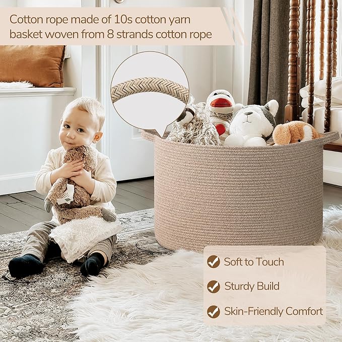 INDRESSME XXXLarge Woven Wicker Blanket Basket Living Room, 90L | 21.7" x 13.8" Storage baskets for toys laundry & pillows. Fits living room, bedroom or nursery décor. Soft-touch with handles