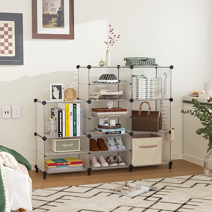 AWTATOS Closet Organizer 8 Cube Storage Shelves, Translucent | Closet Storage, Clothes Organizers, Stackable Cubby Shelving for Closet Bedroom Living Room