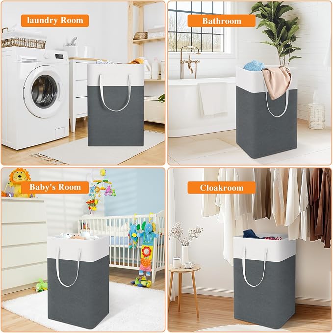 TasticTotes Laundry Basket 3 Pack, Laundry Hamper, 88L-Grey | Clothes Laundry Hamper, Collapsible Laundry Basket, Freestanding laundry hamper with Handles for Home or Dorm