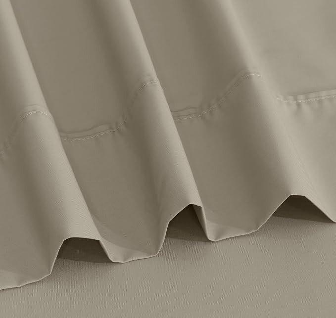 RUVANTI 100% Cotton Percale Sheets King Size, Taupe | Crisp Cooling, Deep Pocket 16", Soft Breathable & Durable, Hotel-Style, 4 Piece Set