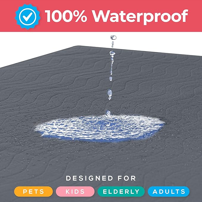 6 Pack Waterproof Reusable Heavy Absorbency Incontinence Bed Pads 34"x36" | Utopia Bedding Washable Underpads, Chuck Pads for Adults, Kids, Elderly and Pets, Bedwetting Pads for Sofa and Couch, Grey