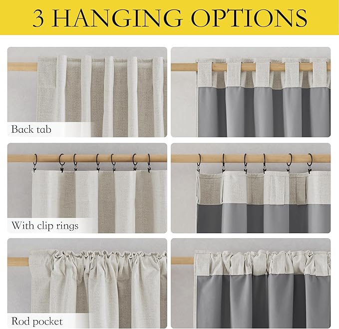 NICETOWN 80 inch Curtains 100% Blackout for Bedroom 2 PCs, Alabaster Gray | Full Light Blocking, Linen Textured, Thermal Insulated, Classic Rod Pocket Back Tab Draperies for Apartment, W52" by L80"