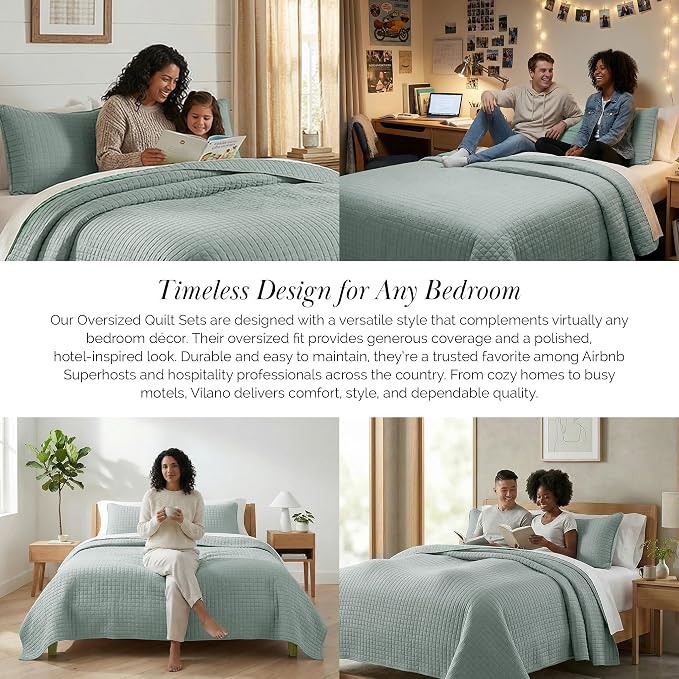 Southshore Fine Living, Inc. Quilts, Queen Size/Full Quilt Bedding Set, Stain & Pet Hair Resistant Bedding, Coverlet Full/Queen Size Bedspread, Soft Microfiber with 2 Pillow Shams, Steel Blue