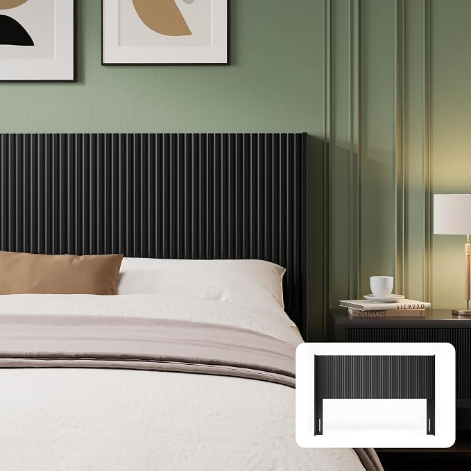 Howjoe Wood King Headboard Only, 80.3" Black Wood Headboard King Size | King Bed Headboard Only, Boho Headboards, Wall Mounted Headboard with Wingback for Bedroom, Modern Farmhouse Headboards