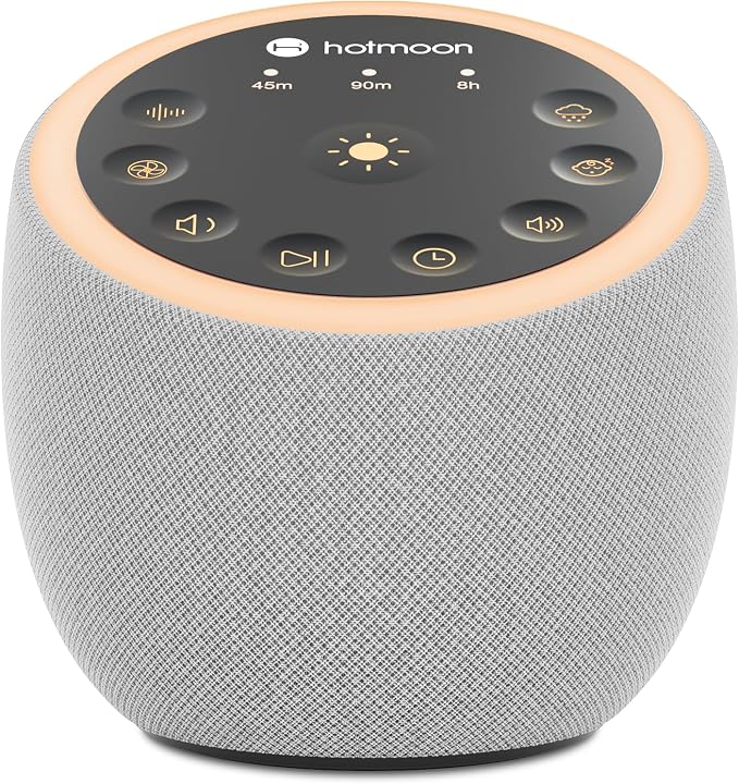 Hotmoon Sound Machine for Sleep, Cocoon 2, 40 Sounds, Dual-Speaker, Plug in | White Green Pink Brown Noise Machine for Sleeping Adults Office Privacy Baby Dogs, 4 Timers, 8 Night Light, Rain Noise Maker