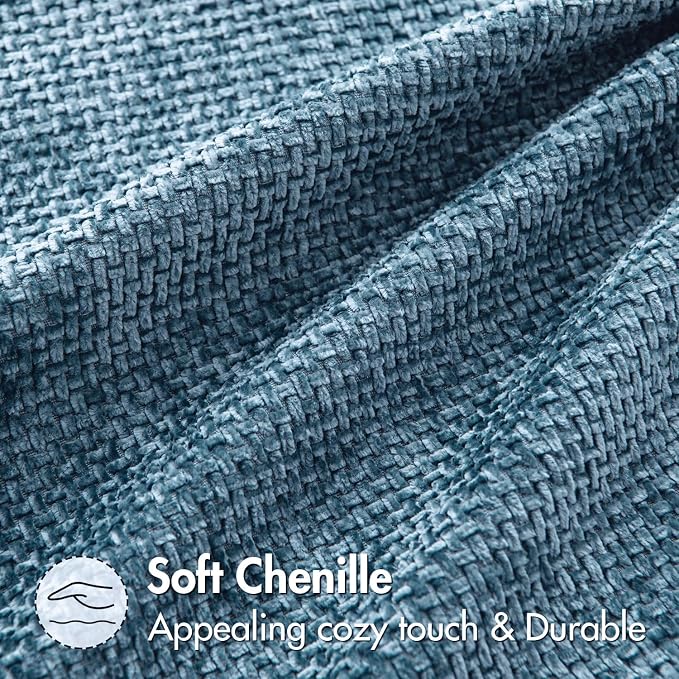 MIULEE Decorative Couch Throw Pillow Covers 18x18 Inch Coastal Blue 2 Pack | Coastal Modern Boho Accent, Soft Chenille Pillow Covers, Farmhouse Cushion Cases for Home Decor Bed Sofa Living Room