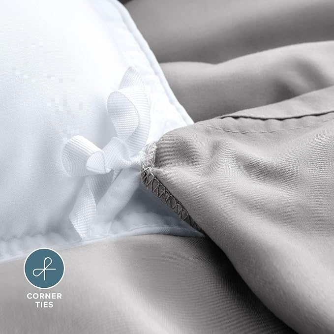 Bare Home Duvet Cover Set 1800 Ultra-Soft (Twin/Twin XL, Light Grey) | Lightweight, Cooling, Breathable, Premium 1800 Ultra-Soft, All-Season