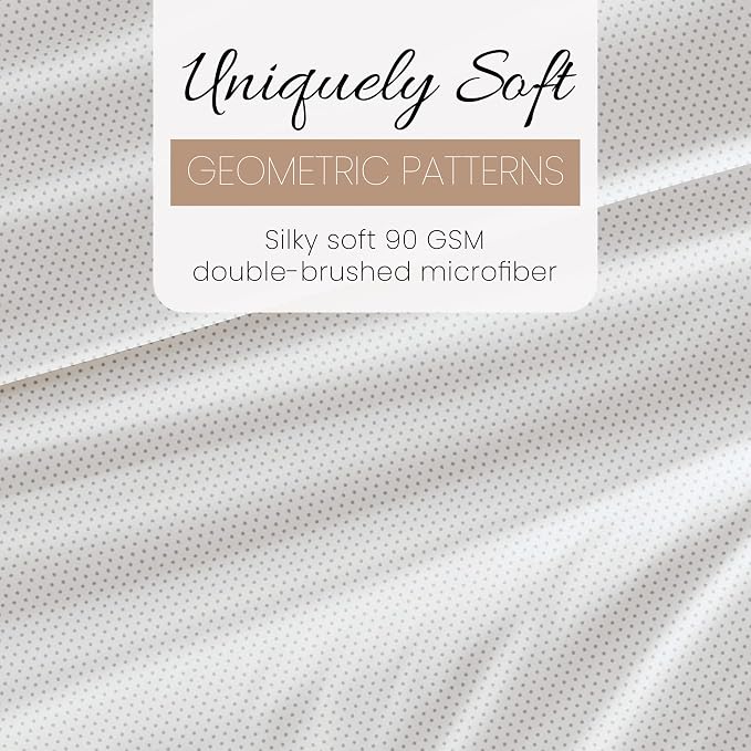 Linen Market Double-Brushed Patterned Microfiber Queen Sheet Set 4 Piece – Oeko-TEX Certified Ultra Soft & Wrinkle-Free - 16" Deep Pocket Sheets - Easy Care Queen Size - Stippled Light Gray