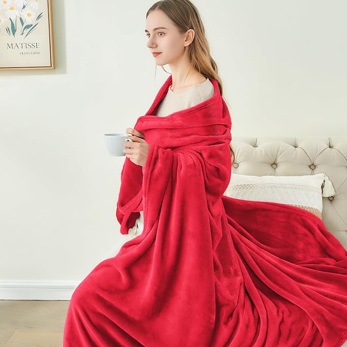 BEDELITE Fleece Blankets Queen Size Red Throw Blankets for Bed, Luxury Plush Cozy Fuzzy Blanket 90x90 inches, Super Soft Warm Lightweight Throw Blanket All Seasons Suitable | Ultra Soft Fleece, Plush Microfiber, Lightweight Warmth, All Season Comfort, ...