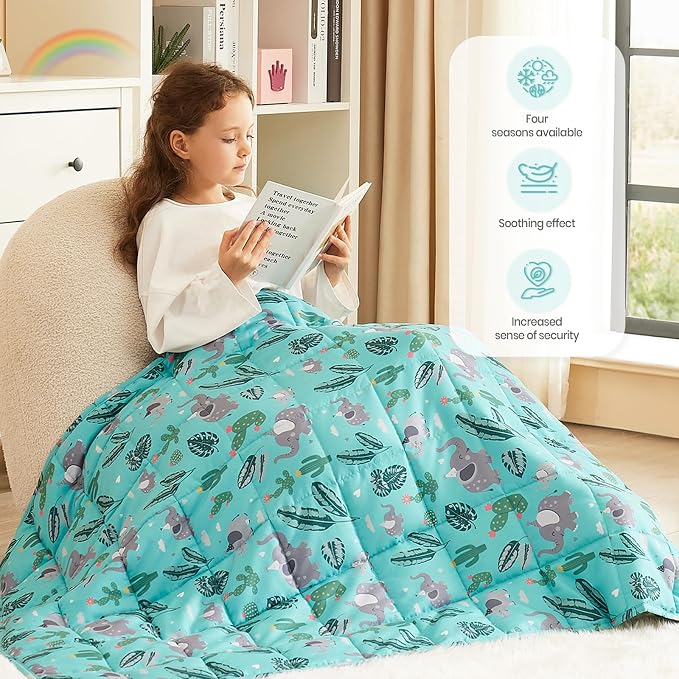 Weighted Blanket - 10 lbs Green Bush Heavy Blanket - Small Size Breathable Lap Blanket(50"x60", 10 lbs)
