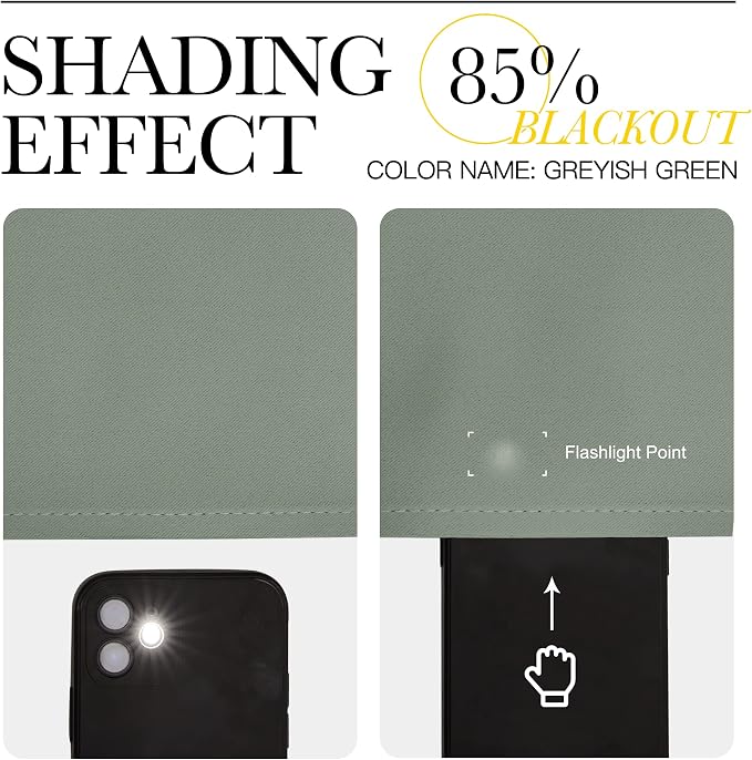 NICETOWN Sage Green Blackout Curtains for Bedroom 34" w x 63" L 2 Panels | Thermal Insulated Solid Grommet Draperies Drapes, Light Blocking Room Darkening Noise Reducing for Kitchen Living Room Decor