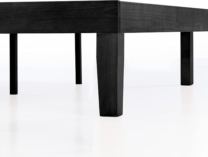Mellow Naturalista Classic 12 Inch Solid Wood Platform Bed with Wooden Slats, King, Black