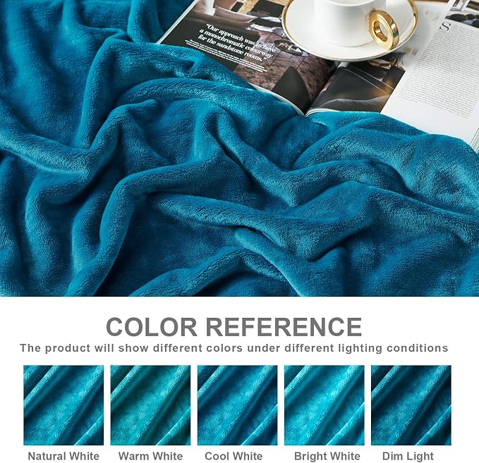 Hansleep Full Teal Fleece Blanket, Soft Flannel Bed Blanket | Fuzzy Cozy Blanket 84x90 Inches, Multi-use for Bed, Sofa, Couch, Travel, Camping, All Season Warm Lightweight Cover