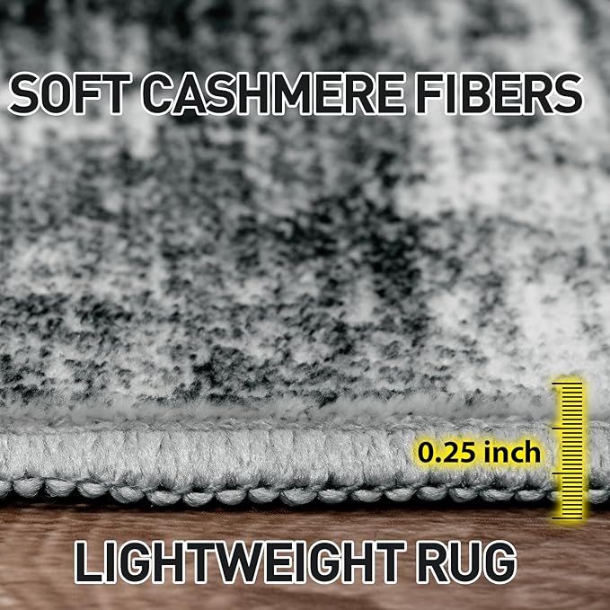 6x9 Area Rugs for Living Room: Washable Abstract Black Badroom Carpet | Non-slip TPE backing makes this washable soft low-pile rug safe & durable, Pet-friendly decor for dining room,nursery,office