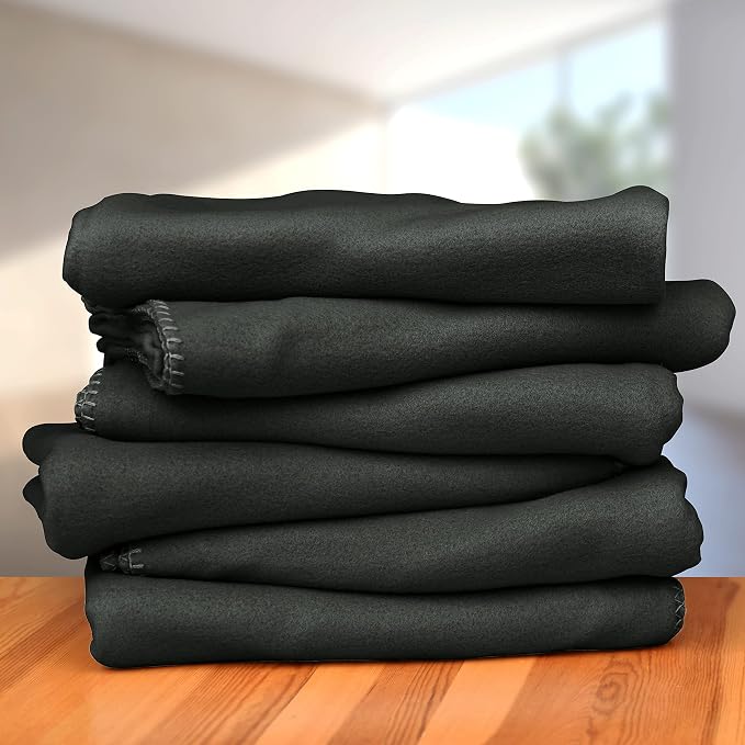 Fleece Throw Blankets Bulk Fleece Blankets Solid Wholesale Lightweight Warm Soft for Pet Bed Sofa Couch Office Wedding Gifts Travel Seasons (Black, Pack of 6-50x60 Inches)
