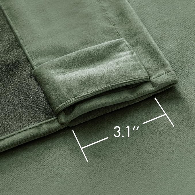 MIULEE Sage Green Velvet Curtains 52x63 inches Luxury Blackout Curtains | Thermal Insulated, Super Soft Window Drapes for Bedroom Living Room, Rod Pocket & Back Tab