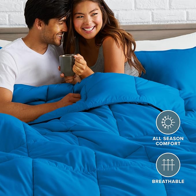 Bare Home Full Comforter Set - 1800 Ultra Soft (Full, Medium Blue) | All-Season, Breathable, Hypoallergenic, Premium 1800, Warm, Cozy