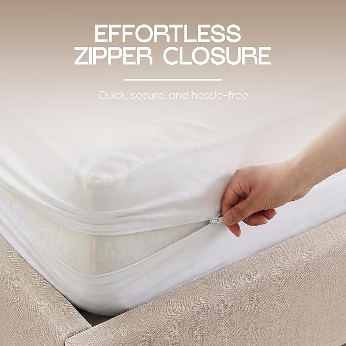 Bulk 10-Pack King Size Hotel Mattress Encasement 100% Waterproof, 12" Deep | White, Commercial, Resorts, Motels & Institutional Use, Zippered 6-Sided Mattress Protector