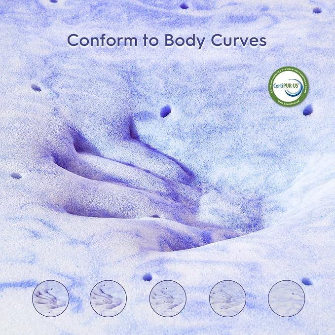 ELEMUSE 3 Inch Ventilated Design Memory Foam King Size Mattress Topper | Cooling Gel Infused Swirl Foam Pad for Pressure Relief Back Pain,Bed Topper for Body Support, CertiPUR-US Certified