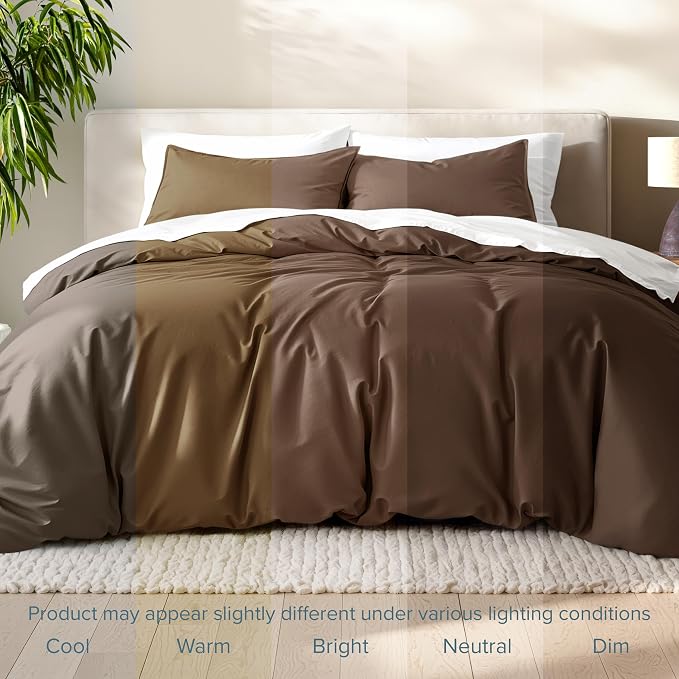 Bare Home Duvet Cover Set 1800 Ultra-Soft (California King, Cocoa) | Lightweight, Cooling, Breathable, Premium 1800 Ultra-Soft, All-Season