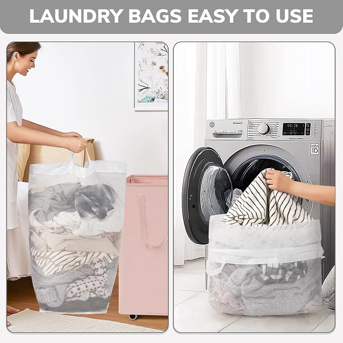 Goodpick 75L Laundry Hamper with Wheels, Dorm Room Essentials for Girls | Rolling Laundry Basket with Handles for Dirty Clothes, Fodable Hamper for Laundry Room, College Dorm, Pink