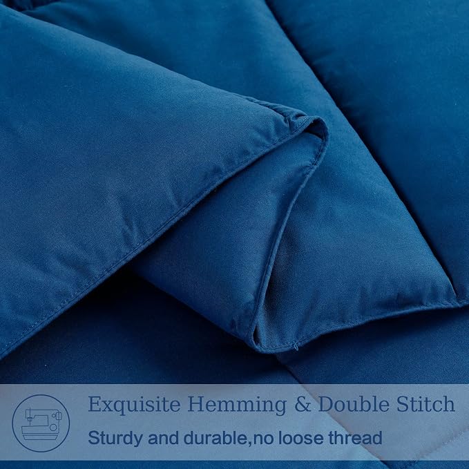 EASELAND California King Down Alternative Comforter, Navy, 96x104 | Quilted Duvet Insert for All Seasons, Soft Lightweight Bedding with Corner Tabs, Breathable Machine Washable Hotel Quality