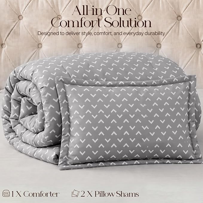 Utopia Bedding 2 Pc Twin Comforter Set, Printed Comforter, Arrows White | Comforter Set Includes Comforter (64x88) Inches, 1 Sham (20x26) Inches. Soft Microfiber Down Alternative, Machine Washable.