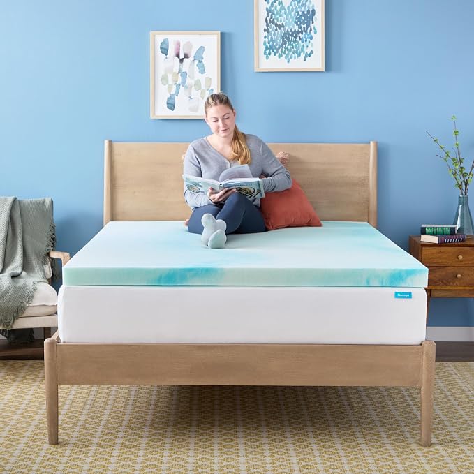 Linenspa 3 Inch Swirl Gel Memory Foam Mattress Topper, King Size – Cooling Gel Infused, Ventilation Holes – Pressure Relieving Bed Topper – CertiPUR Certified