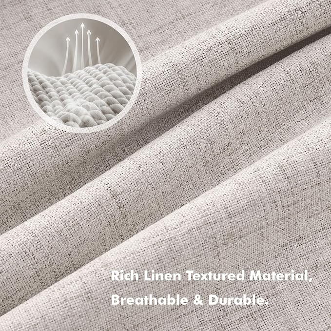 MIULEE 100% Blackout Linen Curtains for Bedroom 42 x 63 Inch Ivory 2 Panels | Thermal Insulated, Room Darkening Drapes for Living Room, Back Tab Rod Pocket Pinch Pleated, Solid Luxury Decor