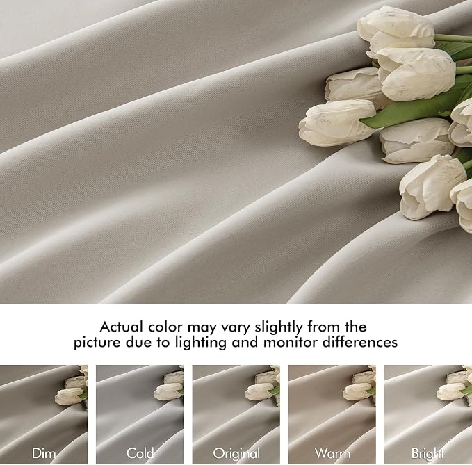 MIULEE Natural Back Tab Blackout Curtains 52x102 Inch Long 2 Panels Set | Rod Pocket Pinch Pleated, Thermal Insulated, Bedroom Living Room Darkening Drapes, Light Blocking Floor to Ceiling Curtains