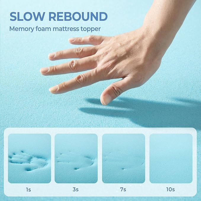Ninemoon 3 Inch Memory Foam Mattress Topper with Cool Nylon-Spandex Cover | King Size High Density Cooling Gel Infused Foma Bed Topper Pressure Relief Firm Topper