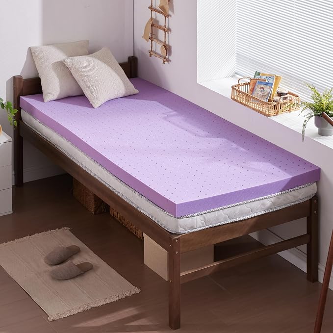 SINWEEK 2 Inch Gel Memory Foam Mattress Topper Ventilated Soft Pressure Relieve Mattress Pad, Breathable Bed Topper, CertiPUR-US Certified, Twin Size | Ventilated Soft Pressure Relieve Mattress Pad, Breathable Bed Topper, CertiPUR-US Certified