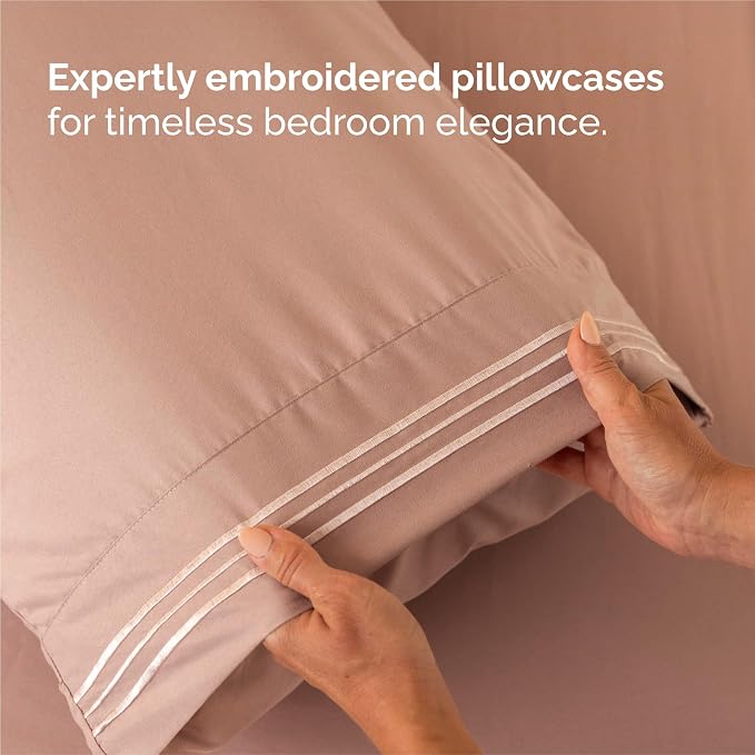 King Size 4 Piece Sheet Set - Comfy Breathable & Cooling Sheets - Mauve | Hotel Luxury Bed Sheets for Women & Men, Deep Pockets, Easy-Fit, Extra Soft and Wrinkle Free Sheets, Oeko-Tex Bed Sheet Set