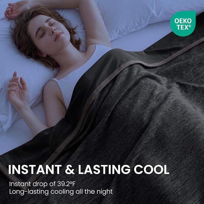 Topcee Cooling Blanket Queen Size 90"x90" for Hot Sleepers Summer Blanket | Absorbs Heat Cold Summer Blanket for Night Sweats & Menopause Q-Max>0.5 Lightweight Breathable Soft Double-Side Cooling