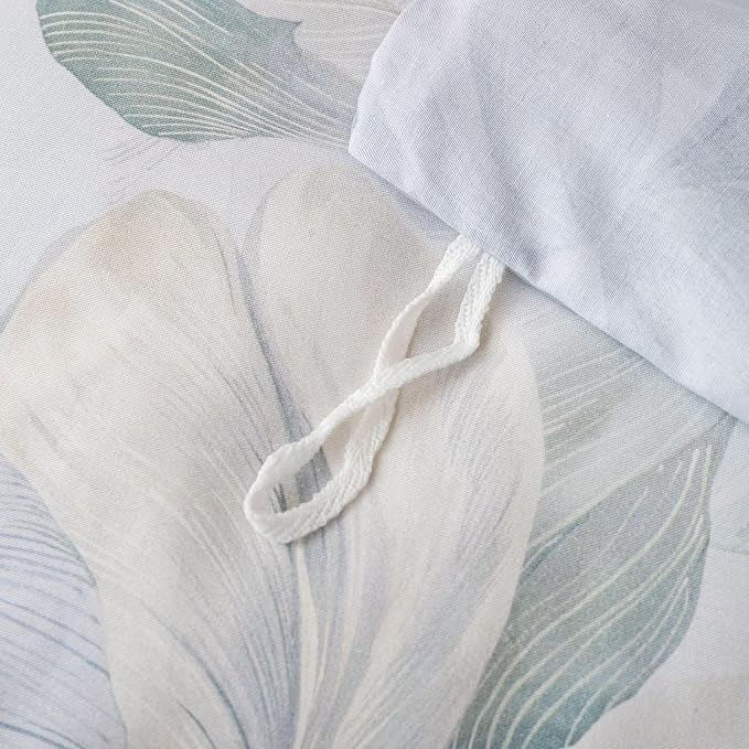 OAITE King Floral Pattern Duvet Cover Set Unique Design 3pcs 100% Cotton | Exquisite Stitched Hem, Breathable,Soft,Dual Zipper,8 Corner Ties,Easy Care for All Season