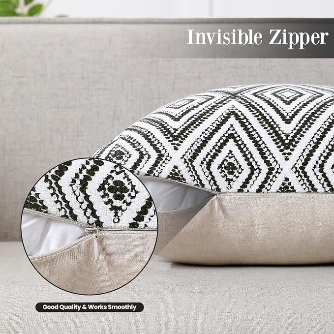 HPUK Throw Pillow Covers 18x18, 4 Pack, Black Textured Couch Pillow Covers | Polyester fabric, patterned and solid designs, hidden zippers, machine washable, for sofas and beds, inserts not included
