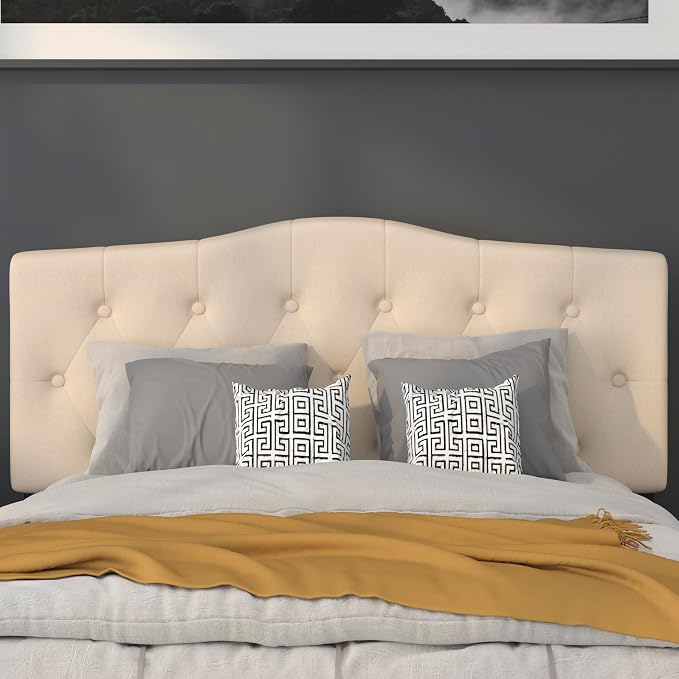 Flash Furniture Full Tufted Fabric Headboard, Beige | Adjustable Height, Easy Install, Bedroom Decor