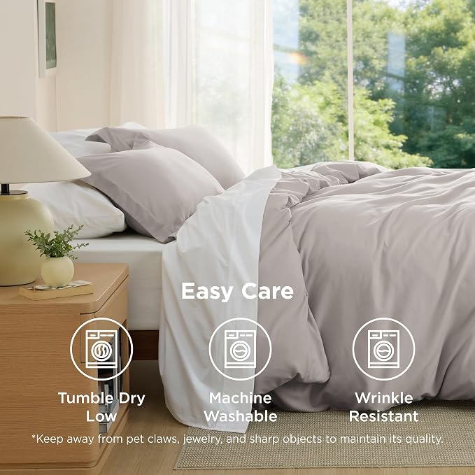 Bedsure Duvet Cover King Size, Soft Double Brushed Bedding Set, 3Pcs, Taupe | For Kids & Adults, 104"x90" Comforter Cover, Hotel Luxury, All Season, Breathable, Easy Care, Lightweight, Zipper Closure