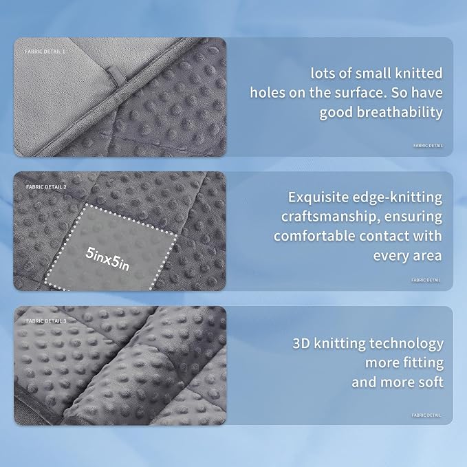 Weighted Blanket for Adults (12lbs 48"x72"), Minky Dots Heavy Blanket for 110-130lbs Sleeping, Soft, Cozy and Cooling Weighted Throw Blankets, Machine Washable, Grey