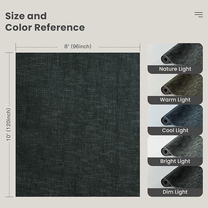 8x10 Area Rugs for Living Room, High-Low Pile Washable Rug, Black | Soft Fluffy Textured Design Non Slip & Lighweight, Folable, Stain Resistant Floor Carpet Rug for Bedroom, Dining Room, Office