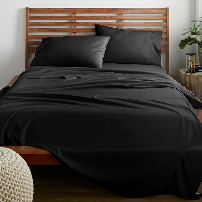American Home Collection Full Size Sheet Set - Ultra-Soft Microfiber 15-Inch Deep Pocket - Wrinkle Free and Fade Resistant (Black)