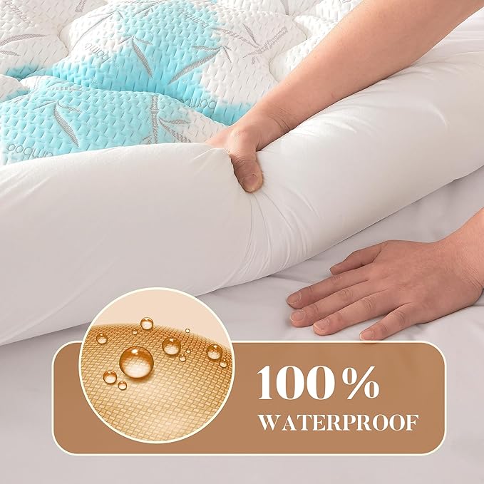 PRIMESOFT Twin Size Mattress Topper,Thick Pillow Top Mattress Pad,Up to 21 Inch Deep Pocket,Soft Breathable Mattress Pad for Back Pain,Waterproof Protector Cover(White)