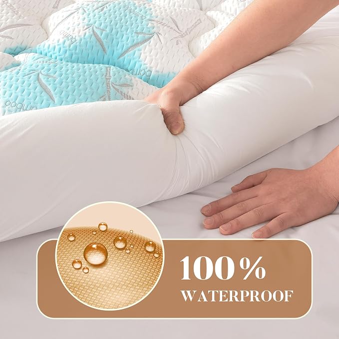 PRIMESOFT Queen Size Mattress Topper, Thick Pillow Top Mattress Pad，Up to 21 Inch Deep Pocket,Soft Breathable Mattress Pad for Back Pain, Waterproof Protector Cover(White)
