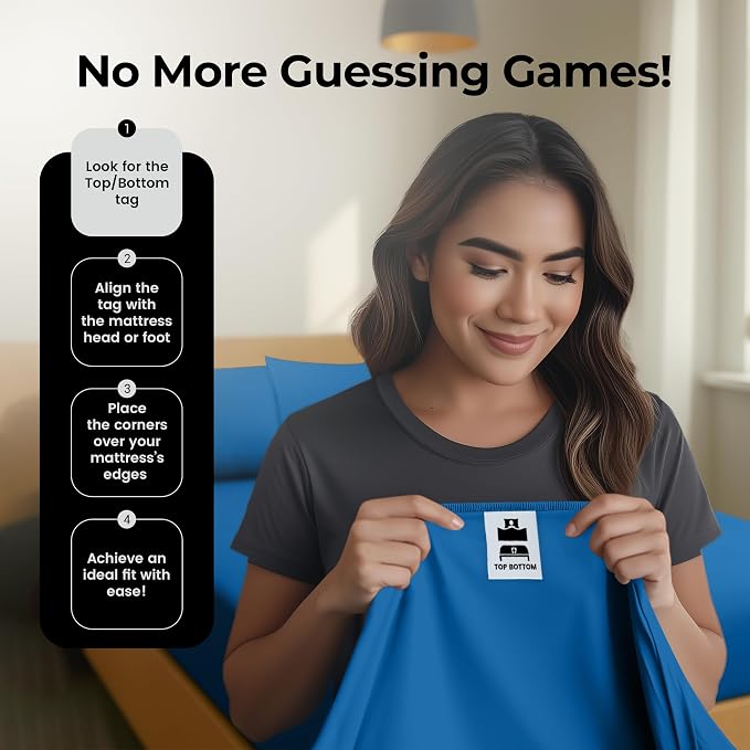 Queen Fitted Sheet, Ultra Soft Fits Up to 16 Inch Deep Pocket, Dusk Blue | Hotel Comfort, Cooling & Breathable Cotton like Polyester, Easy Fit, Wrinkle & Fade Resistant, Snug Fit, Easy Care, Oeko-Tex