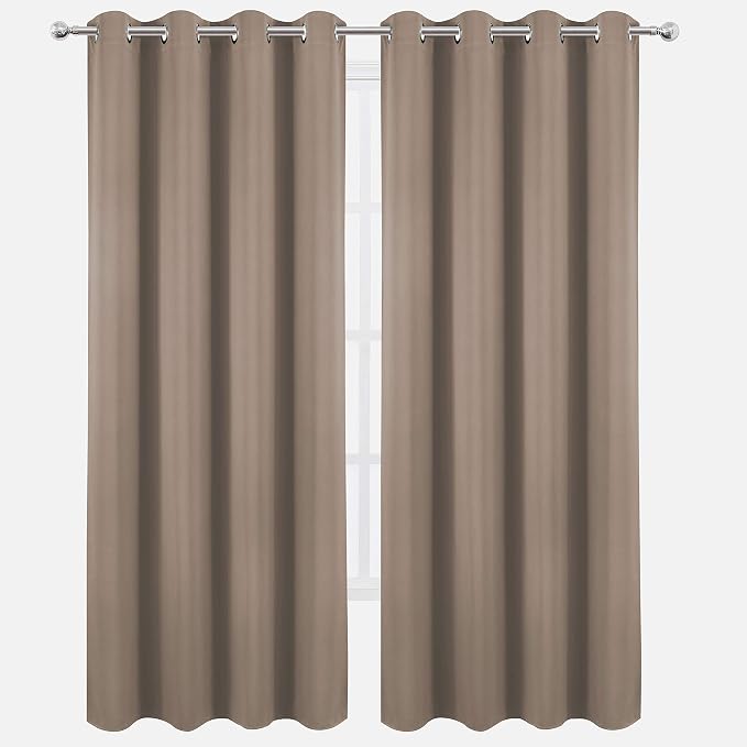 Blackout Curtains 66 x 95 inch/Cappuccino Curtains Set of 2 Panels/Thermal Insulated Room Darkening Bedroom Curtains