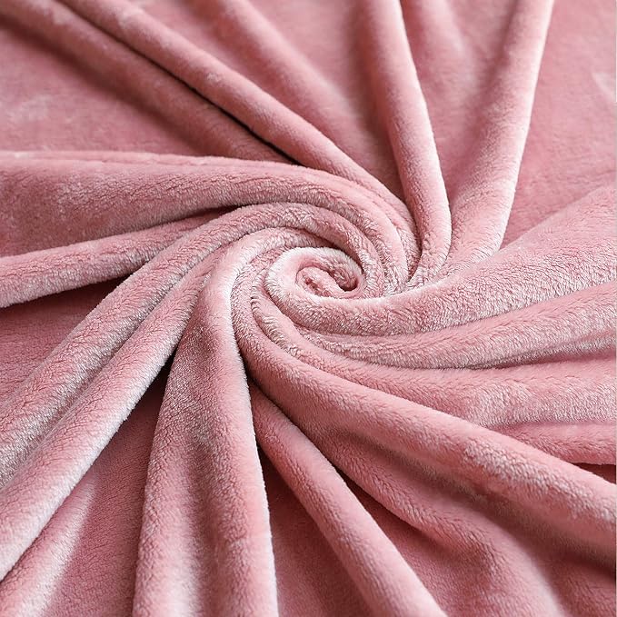 TASTHROW Large Flannel Fleece Throw Blanket, 50×70 Inch - Pink | Cozy Lightweight Thick Blanket - All Seasons Suitable for Women, Men and Kids (Two Pack)
